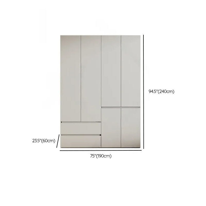 Cream Trendy Reclaimed Wood Wardrobe Armoire with Soft Close Drawer, Soft Close Door, Interior Shelves, and Clothing Rod - image 77