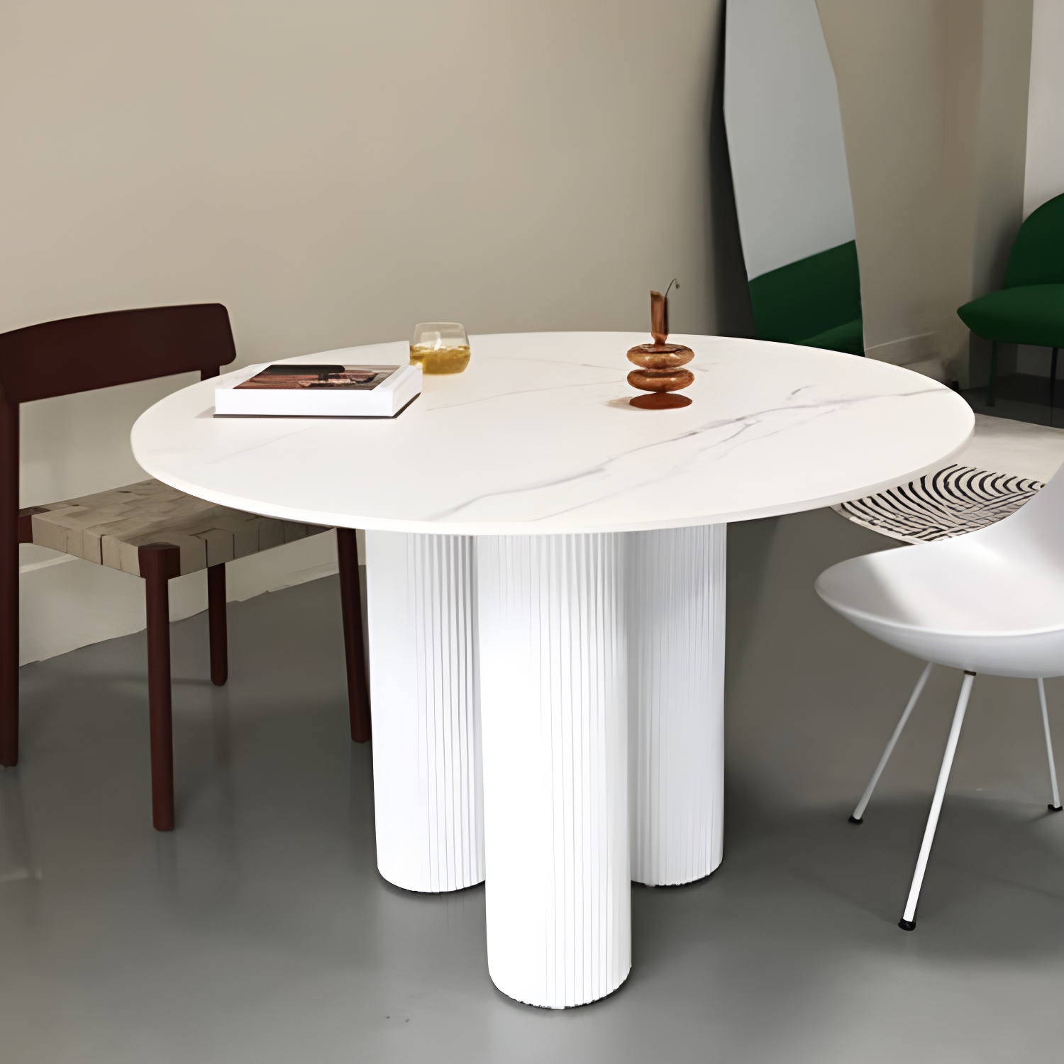 Modern Casual Dining Table Round Top Dinner Table Kitchen Home - image 3