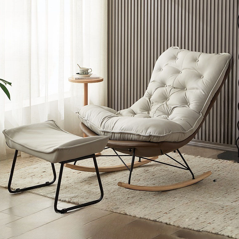 Modish Sand Ash Upholstered Rocking Accent Chair with Spindle Back and Stain Resistant - image 3