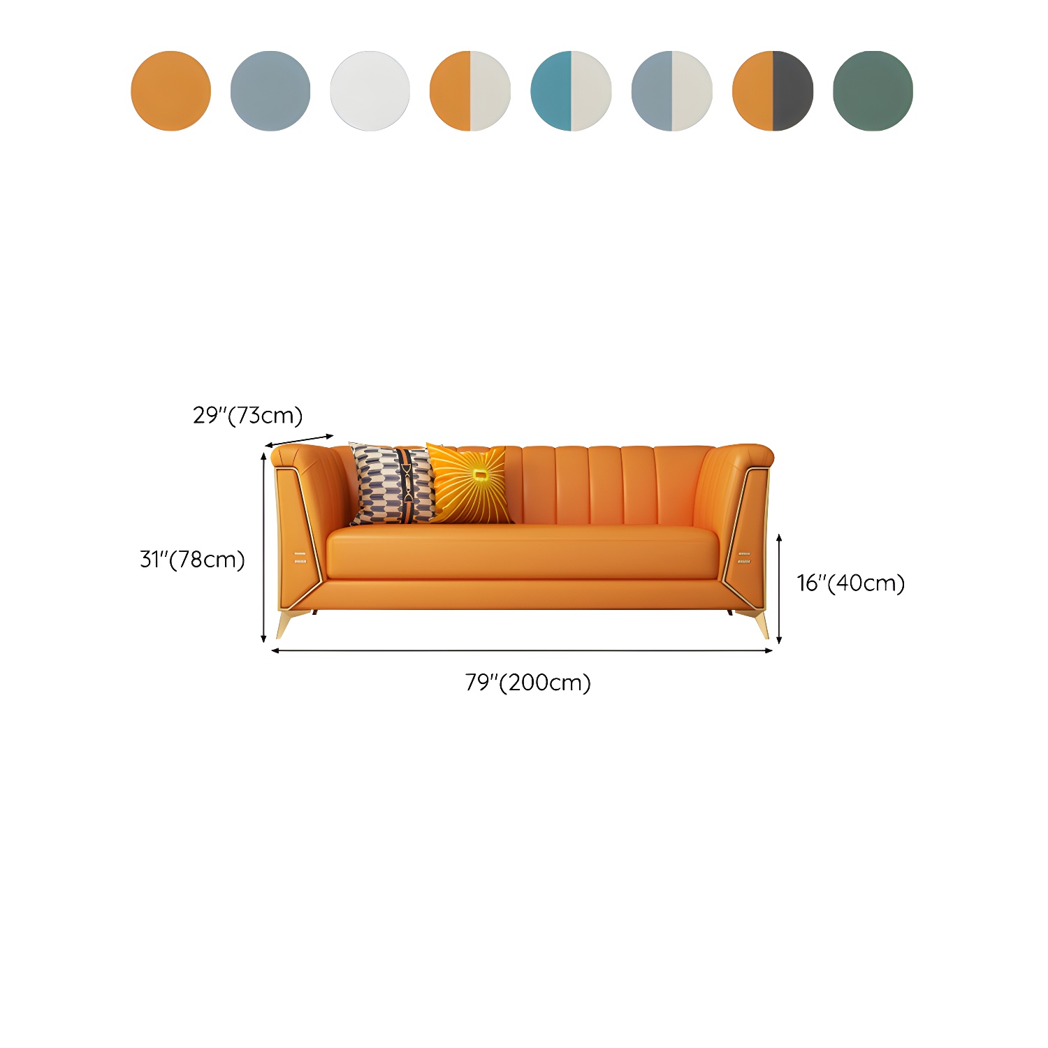 Glam Wood Frame Standard Sofa with Tuxedo Arms in Solid Color - image 27