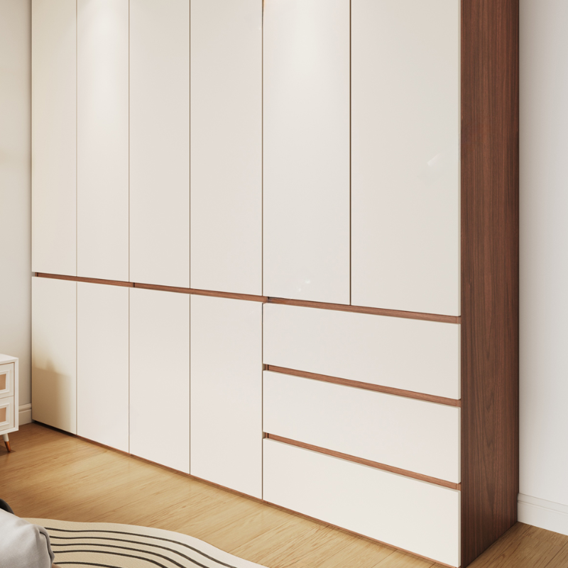 White Minimalist Manufactured Wood Independent Wardrobe Closet with Soft Close Drawer, Soft Close Door, and Interior Shelves - image 4