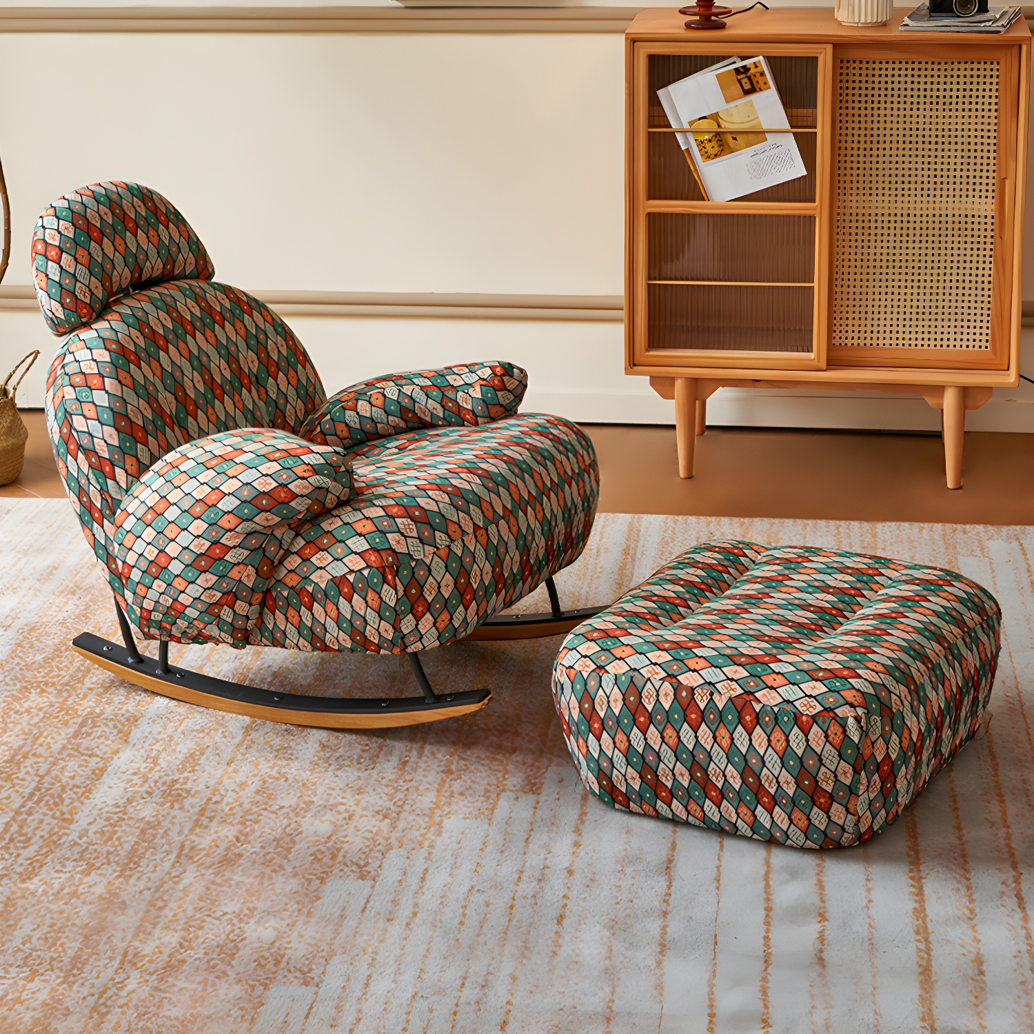 Spindle Living Room Contemporary Reclining Upholstered Rocking Accent Chair - image 11