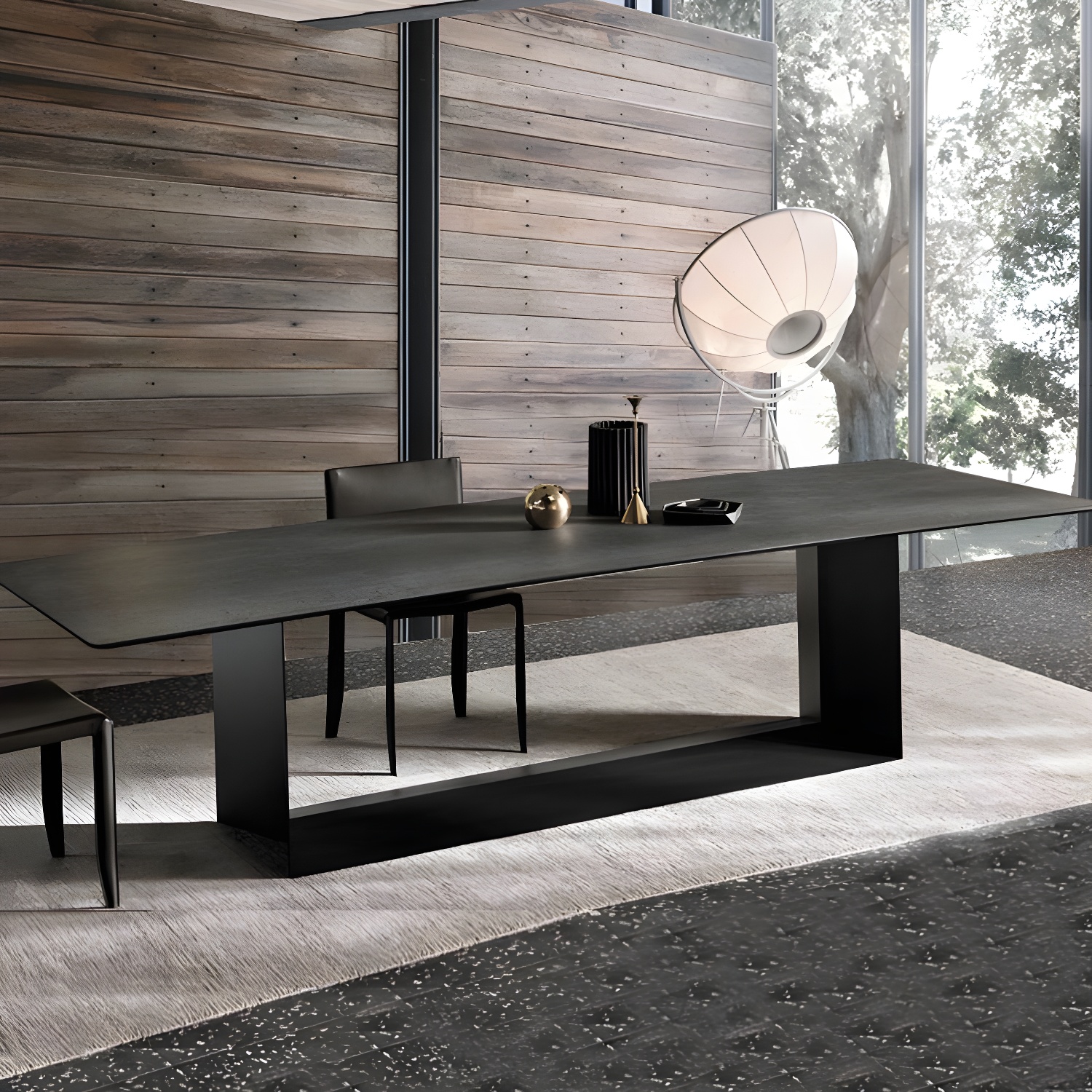 Rectangular Sintered Stone Dining Table Modern Furniture with Steel Base for Home
