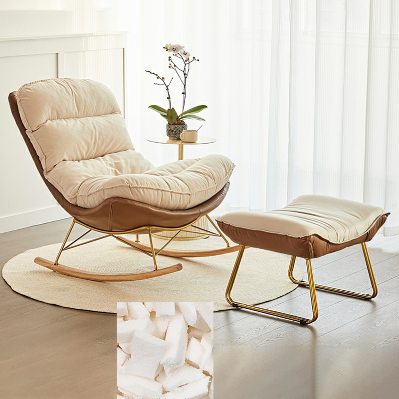 Trendy Faux Leather Upholstered Rocking Chair Couch with Footstool , Spindle Back and Resistant To Dirt - image 15