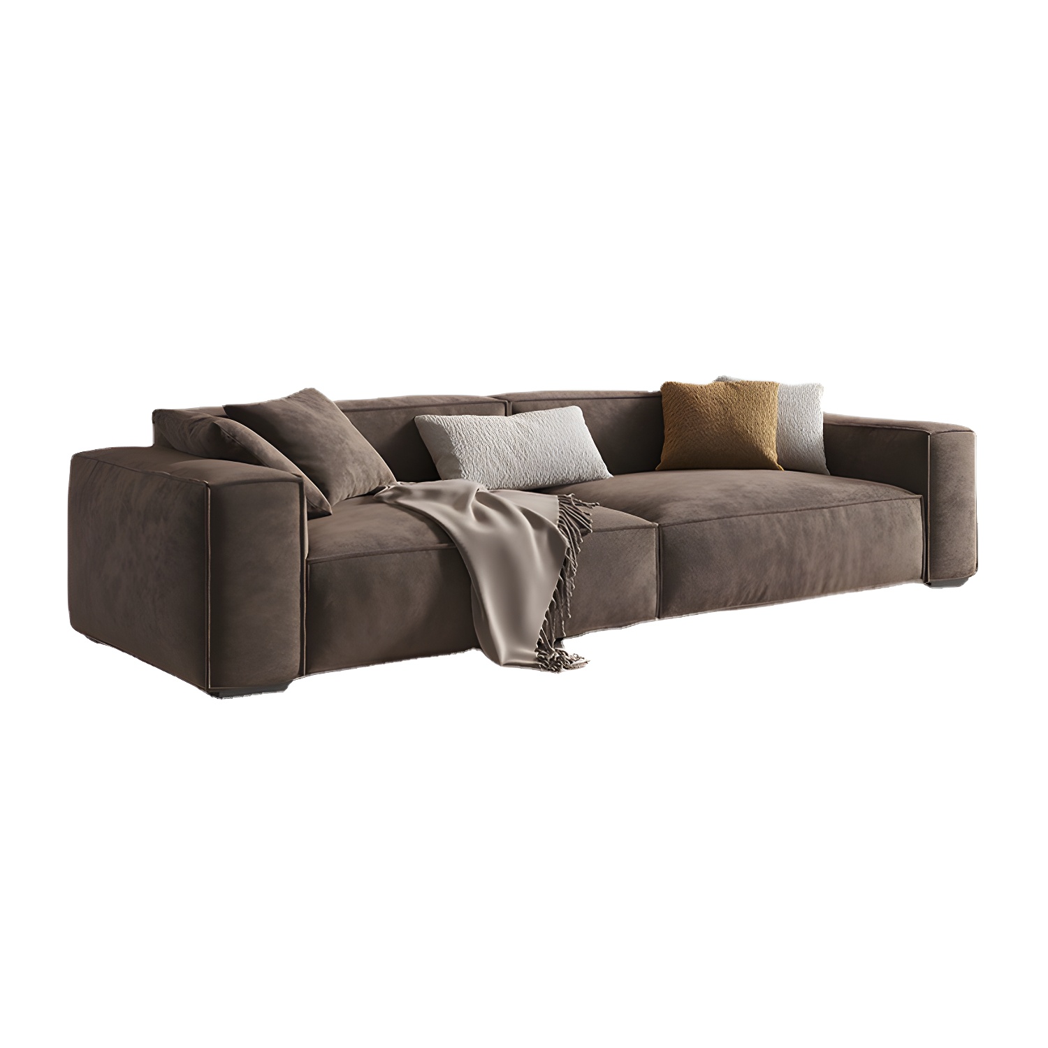 Brown Scandinavian Sectional/Sofa with Square Arm for Apartment - image 5