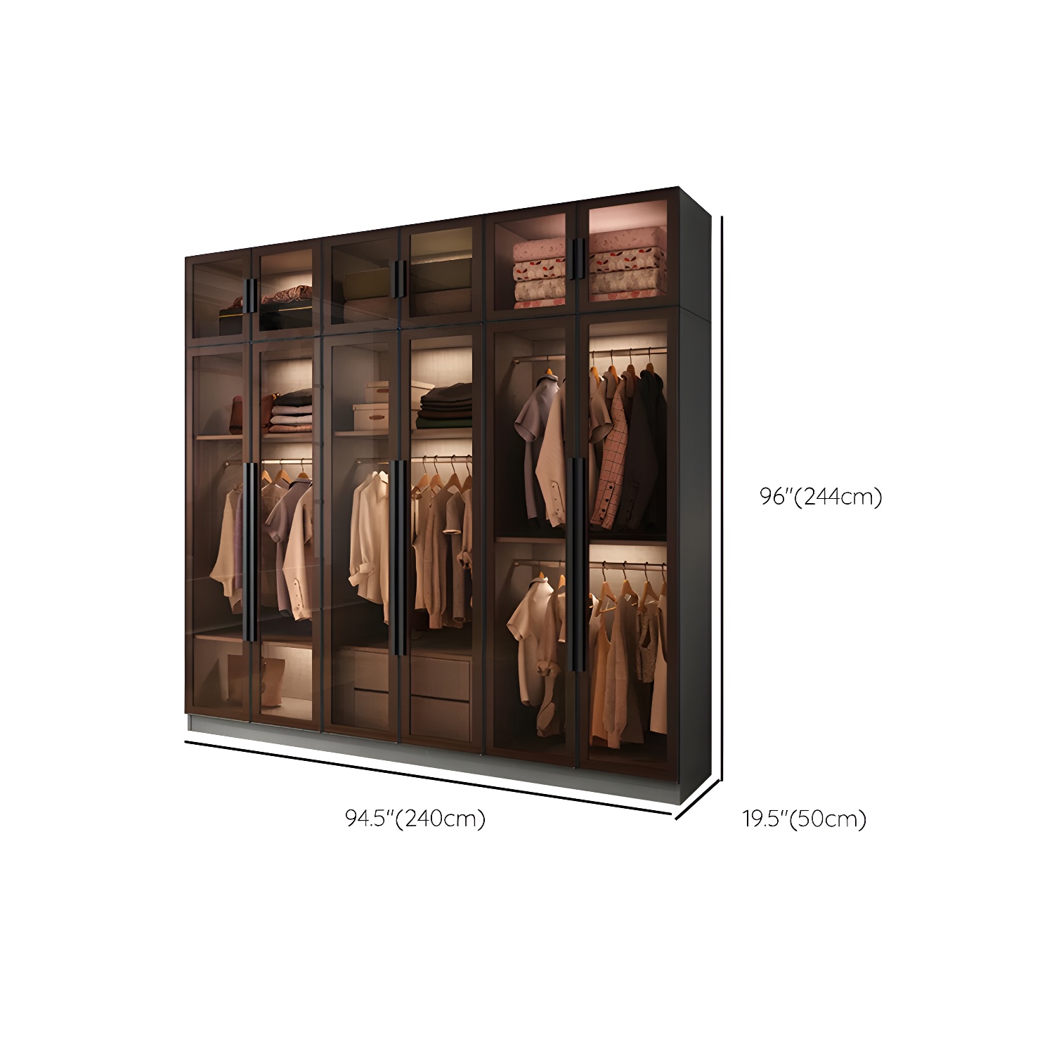 Modern Wardrobe Cabinet Glass and Engineered Wood Wardrobe Closet - image 19