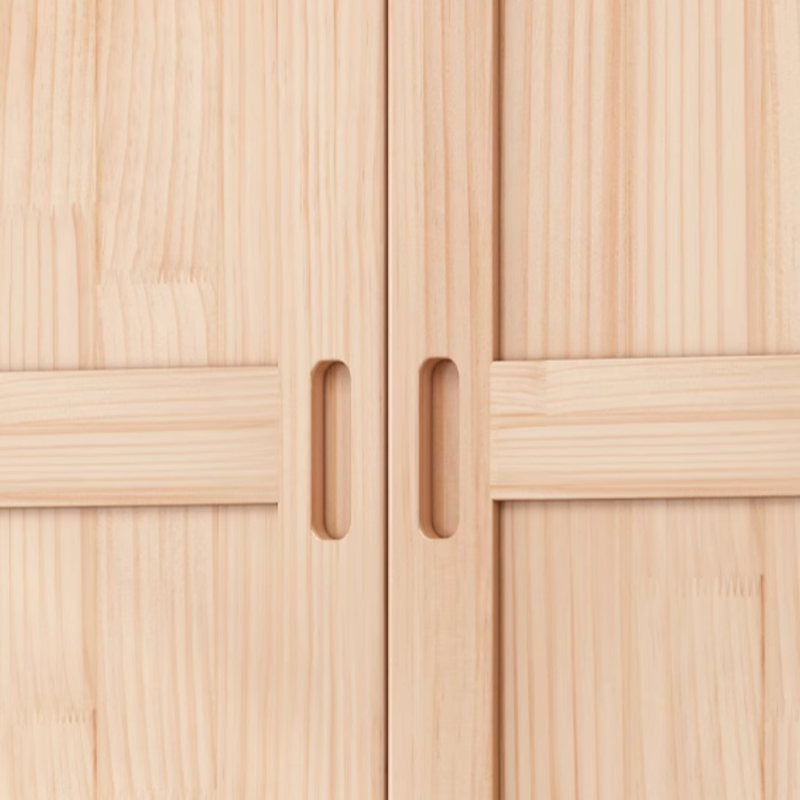 Modish Natural Color Reclaimed Wood Wardrobe Armoire with Soft Close Drawer, Soft Close Door - image 5