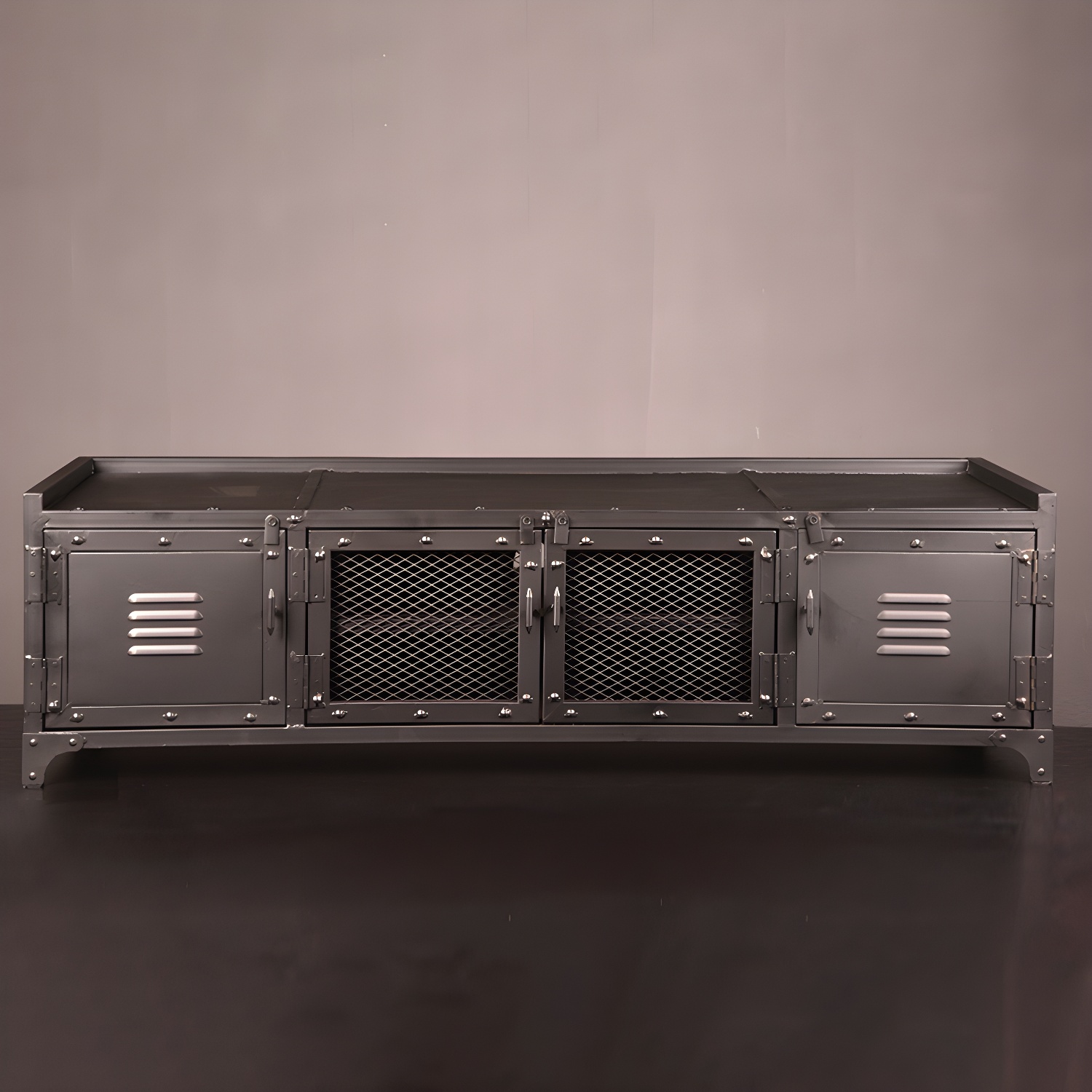 17.72"H TV Stand Enclosed Storage Industrial Style TV Console with 4 Doors - image 2