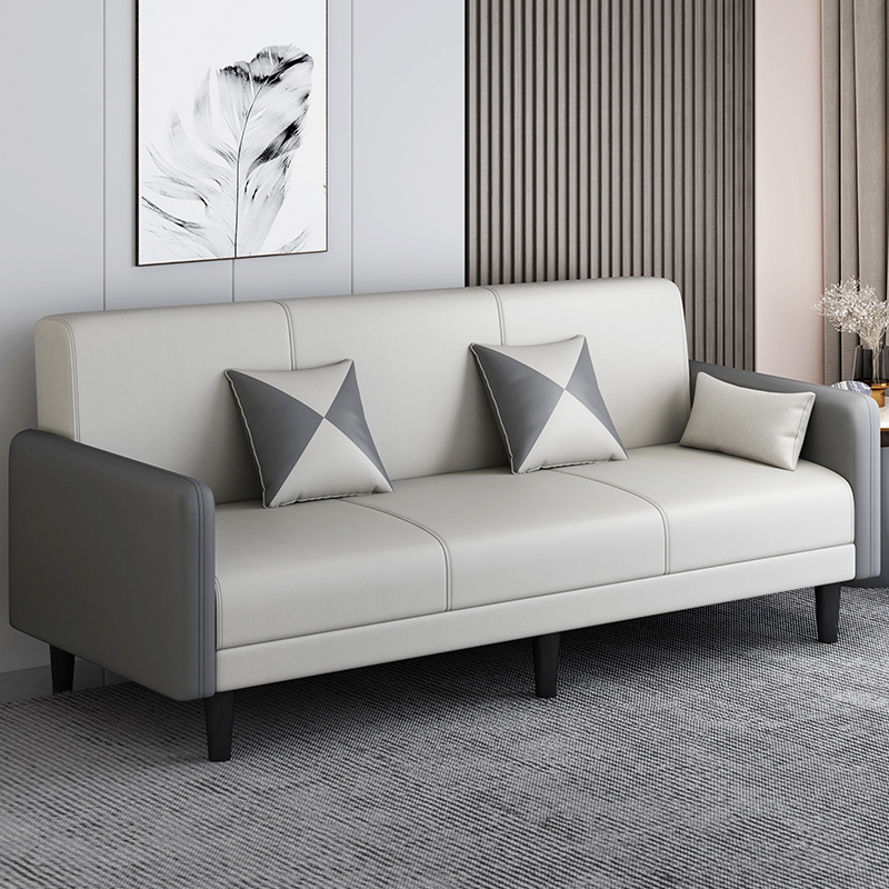 Convertible Sofa in Gray/Cerulean/Off-White with Armrest and 3 Pillows - image 11