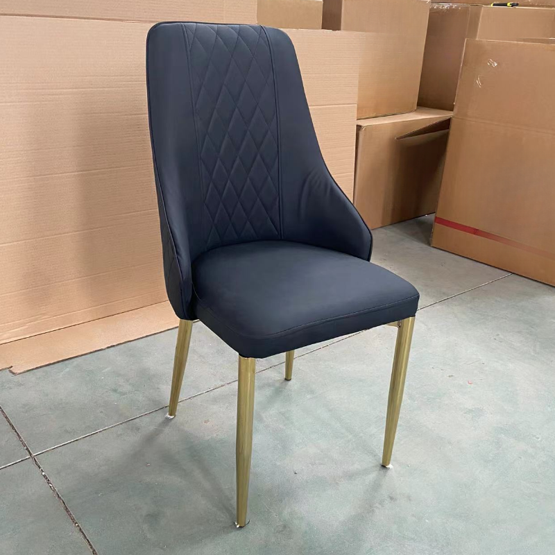 Lavish/Contemporary Upholstered Side Chair with Parsons Back Style and Metal Legs