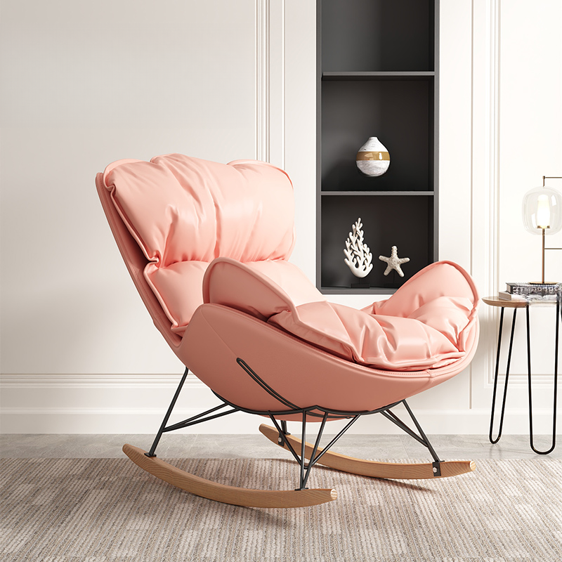 Grey/Chalk/Amber Contemporary Alloy 2 Piece Set Rocking Armchair with Padded Upholstery and Ottoman - image 6
