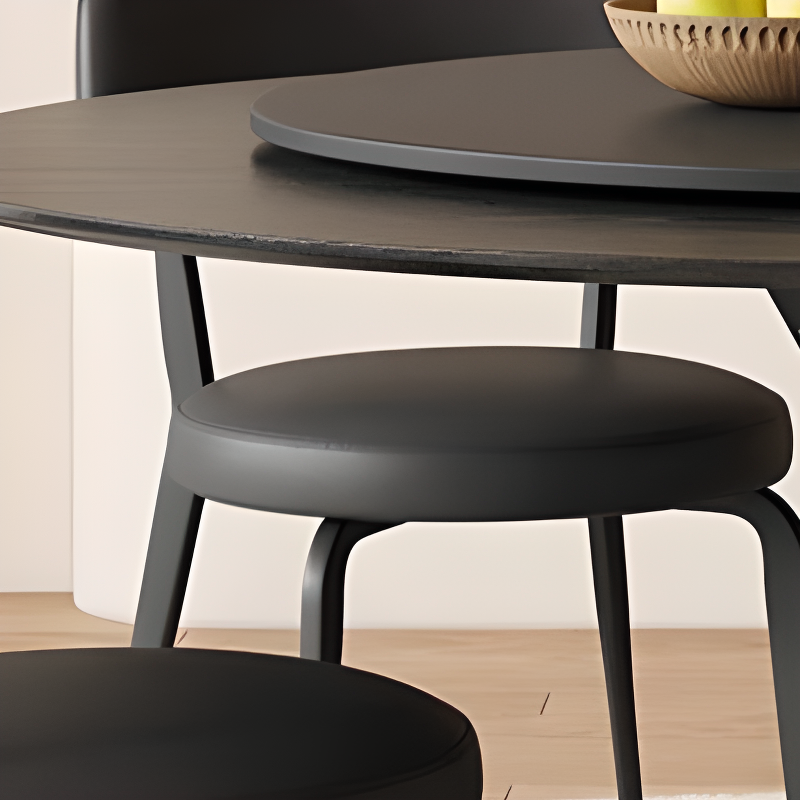 Circular Slate Dining Table Set with Stump Base, Back Seats for 6 or 4, in Espresso - image 4