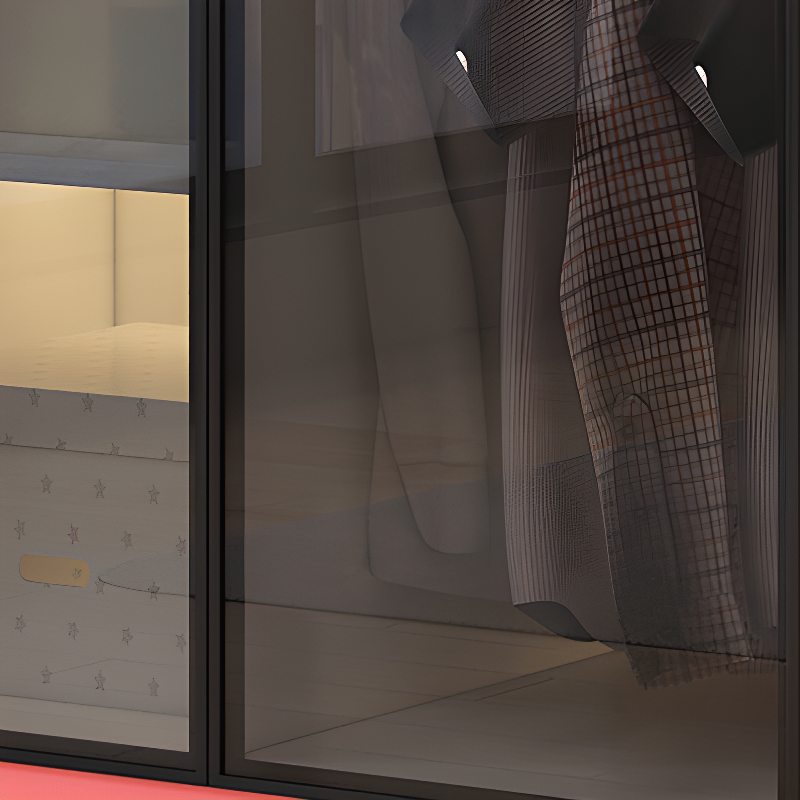 Trendy Vitreous Unfixed Wardrobe Armoire with Soft Close Door, Interior Shelves, Clothing Rod, and Articulated Mechanism - image 8