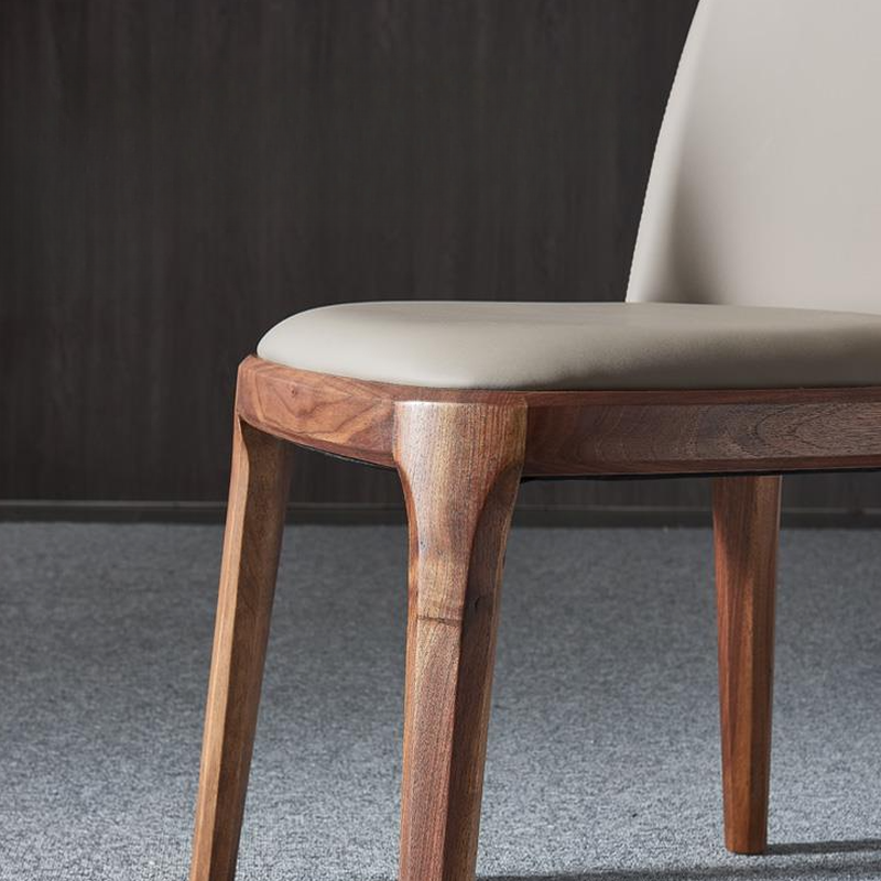 Natural Wood Outlined Unwavering Leather Cushion Side Chair for Dining Room - image 13