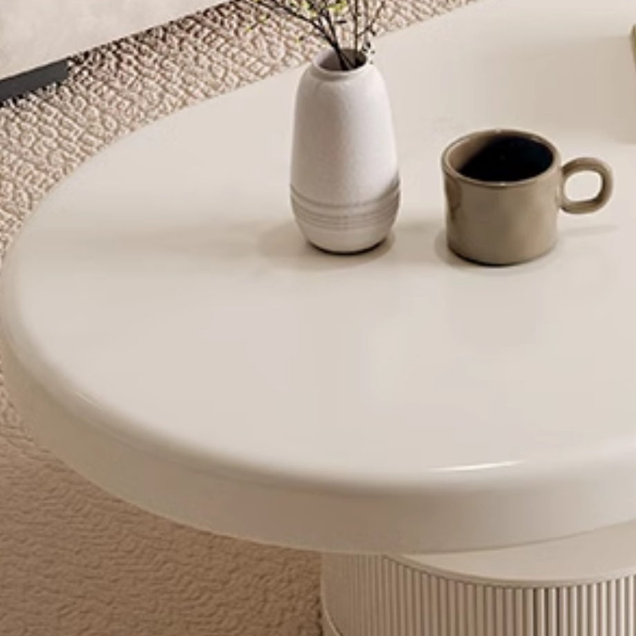 Minimalist Oval Wooden Coffee Table with 1 Shelf and White Top - image 6