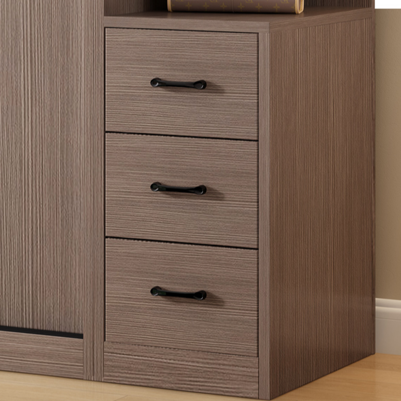 Sleek Natural Finish Modern Wooden Standalone Wardrobe Closet with Soft Close Features and Hanging Rod - image 8