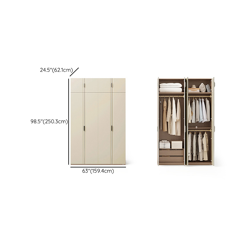 Beige Modish Wooden Armoire Cabinet with Soft Close Drawer, Soft Close Door, Interior Shelves, and Clothing Rod - image 15