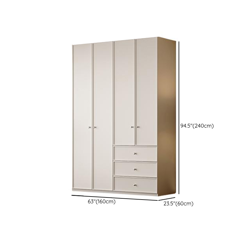 Chalk Modern Wooden Standalone Almirah with 3-Drawer, Interior Shelves, and Hanging Rod - image 14