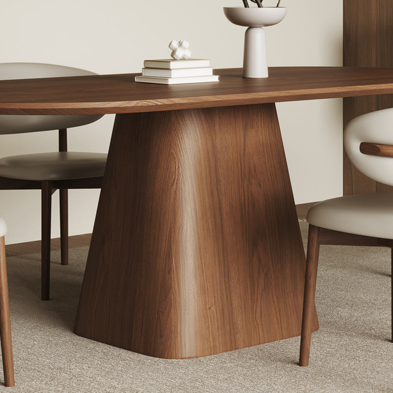 Art Deco Elliptical Wood Dining Table Set Dining Table for 6/Seats 4 - image 10