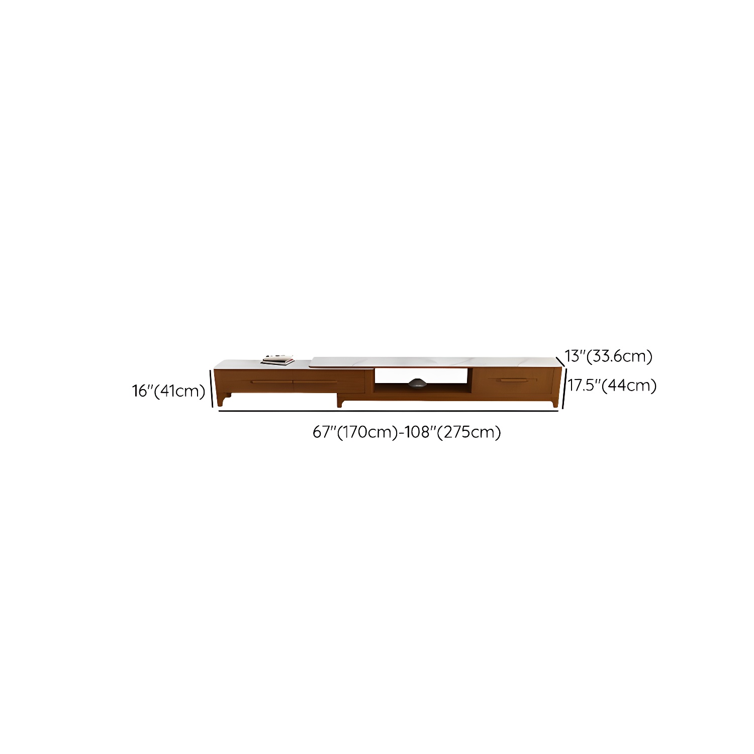 2 Drawers TV Console Modern Stone Media Console with Splayed Wooden Legs - image 15
