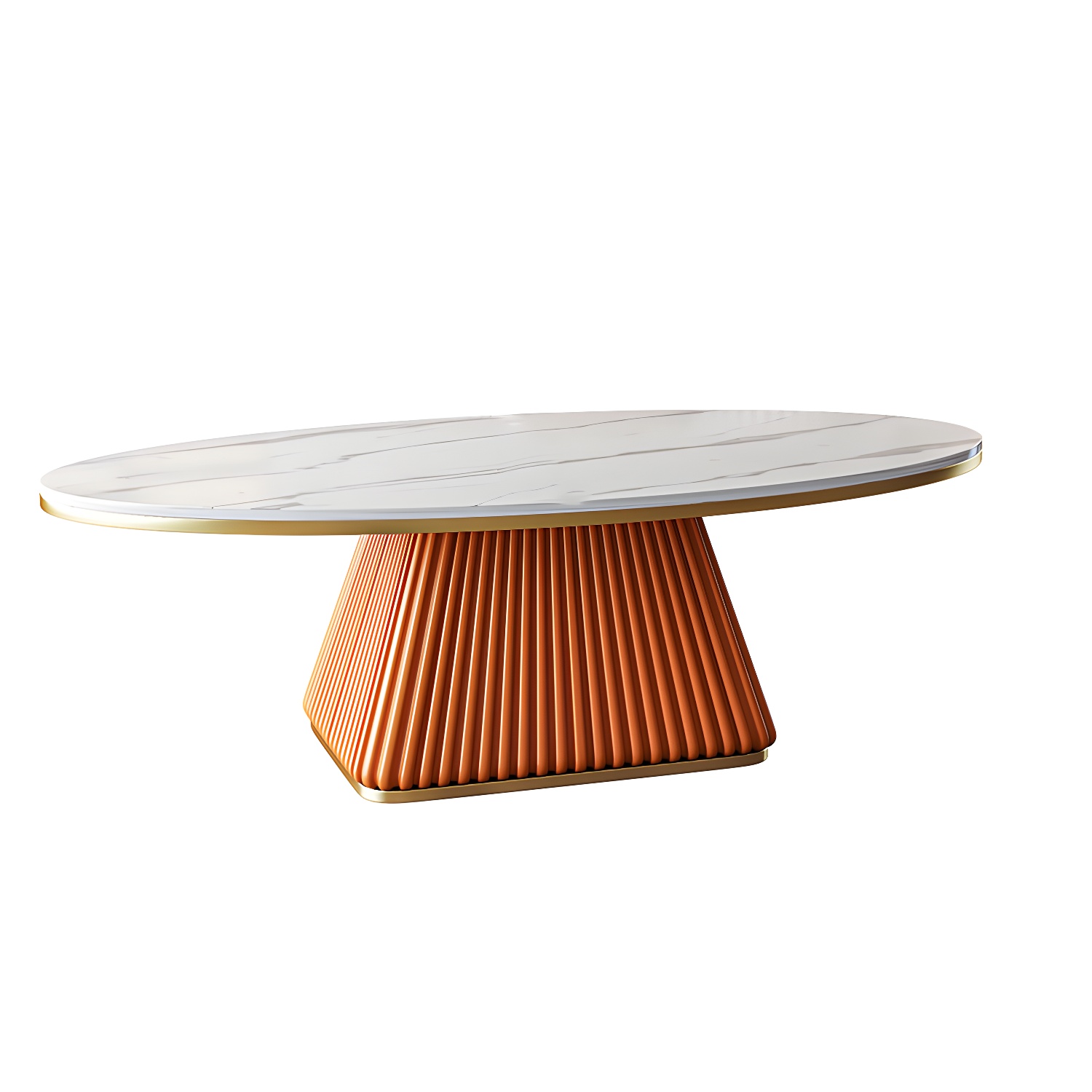 Glam Metal and Slate Cocktail Table Pedestal Coffee Table for Living Room