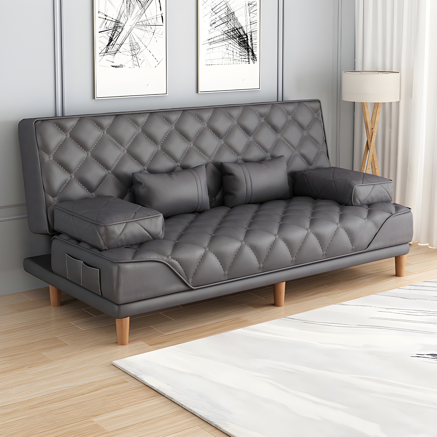 Contemporary Tight Back Convertible Sofa and Chaise with Pillow Top Arm - image 5