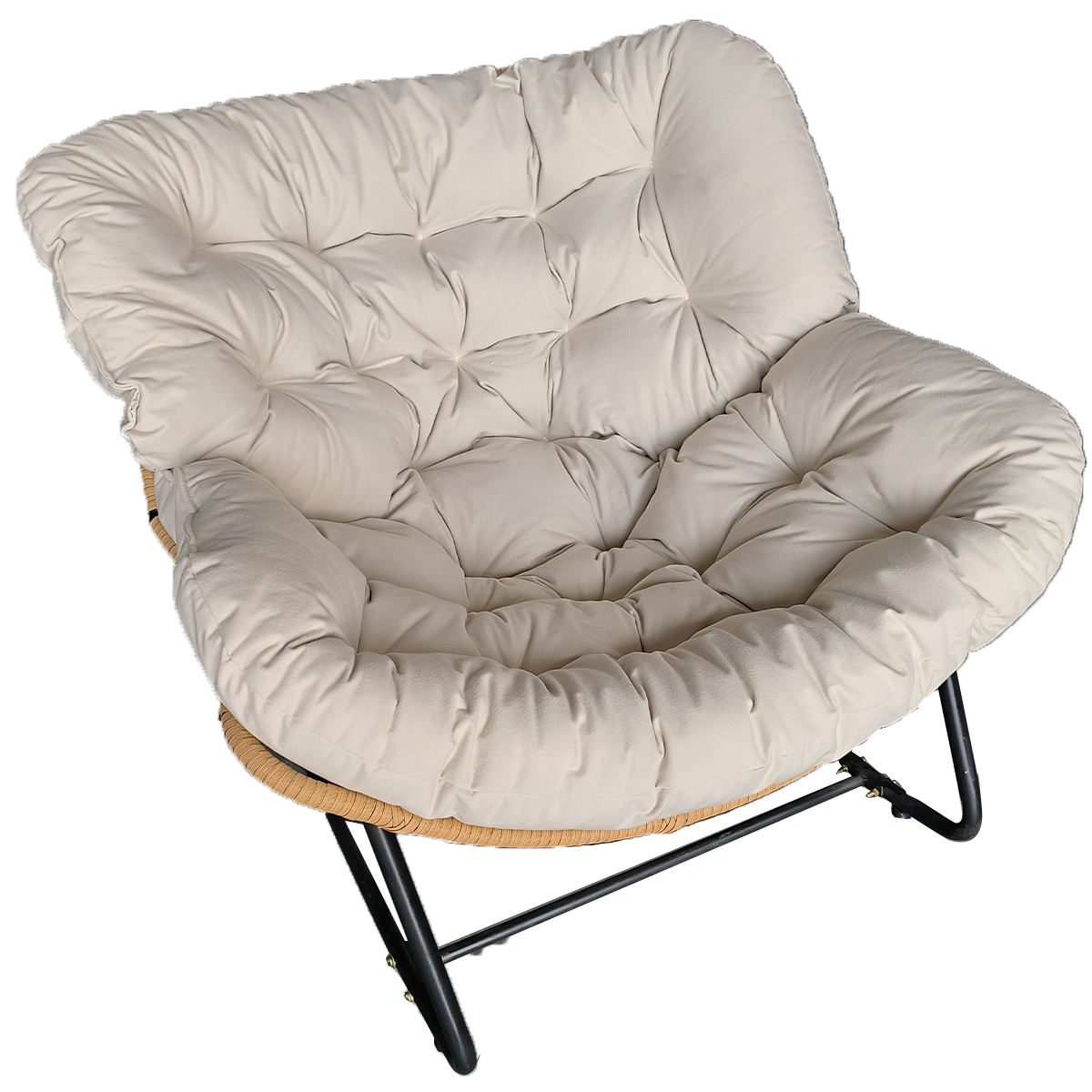 Midnight Black/Chalk/Cocoa Ergonomic Rocking Chair Couch with Rear Back, Stationary
