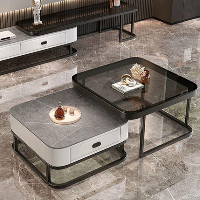 Square Double Nesting Accent Table with Framework Base for Home - image 12