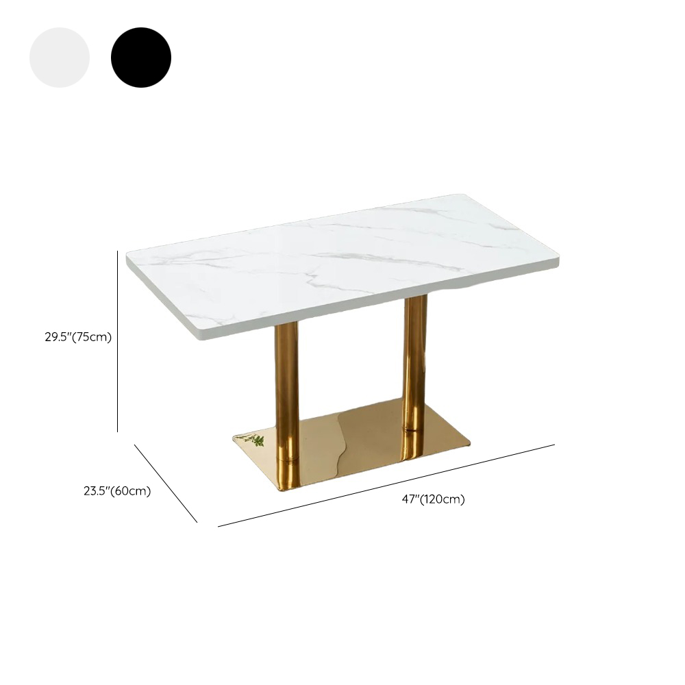 Art Deco Rectangular Dining Table with Lumber Top, Fixed Table Mechanism in Ink/White/Sepia - image 15