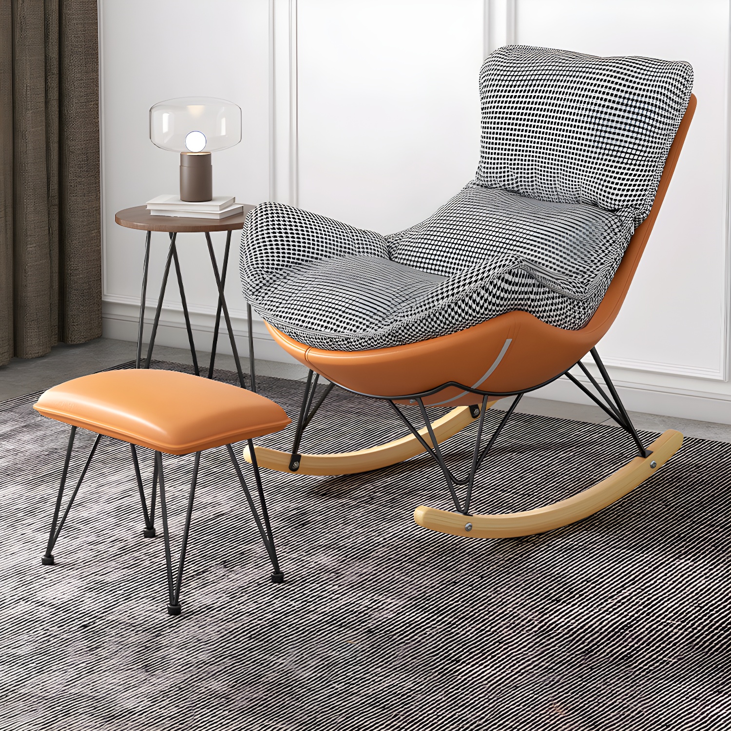 Solid Wood Rocking Chair Contemporary Rocker Chair with Padded Seat - image 7