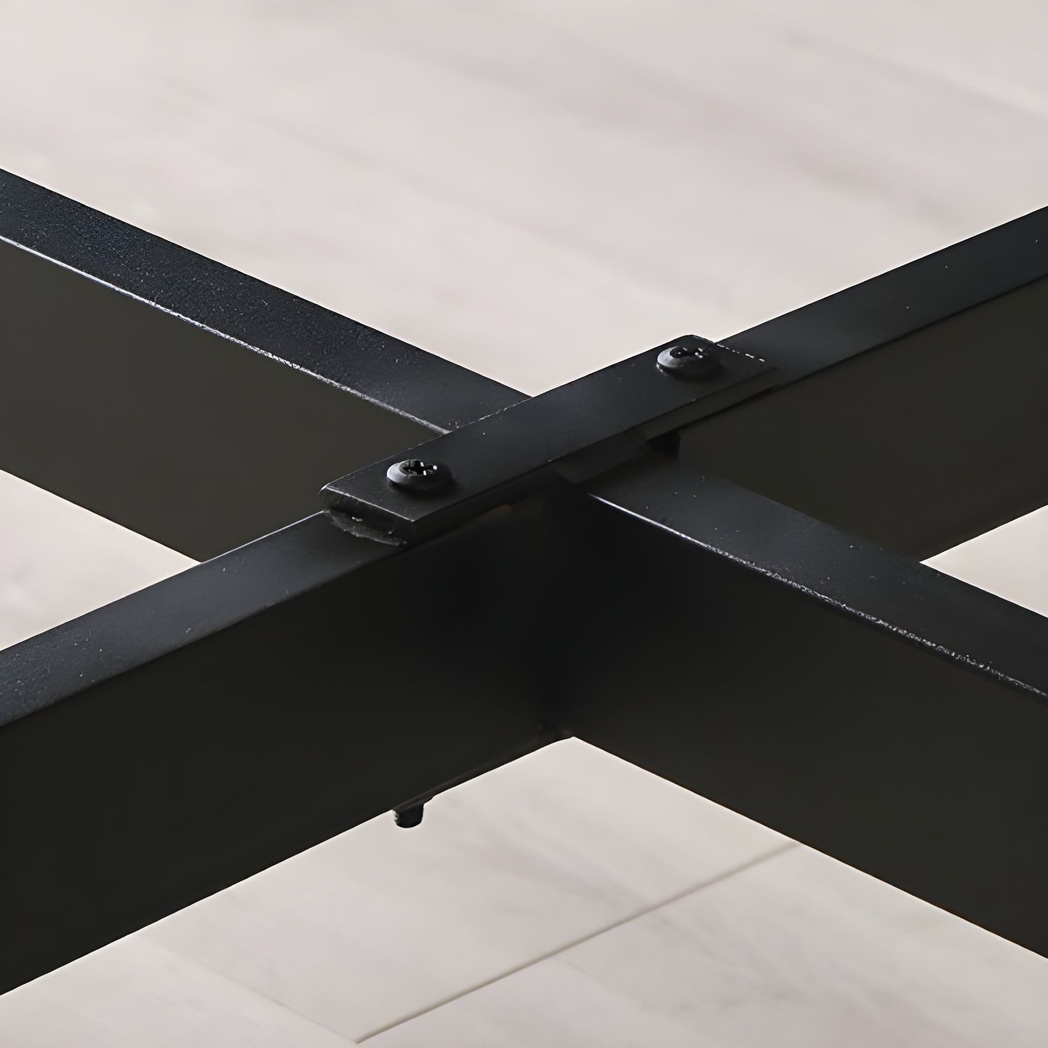 Modern Foldable Manufactured Wood Round Top Dining Table with Movable Steel Black Trestle - image 9