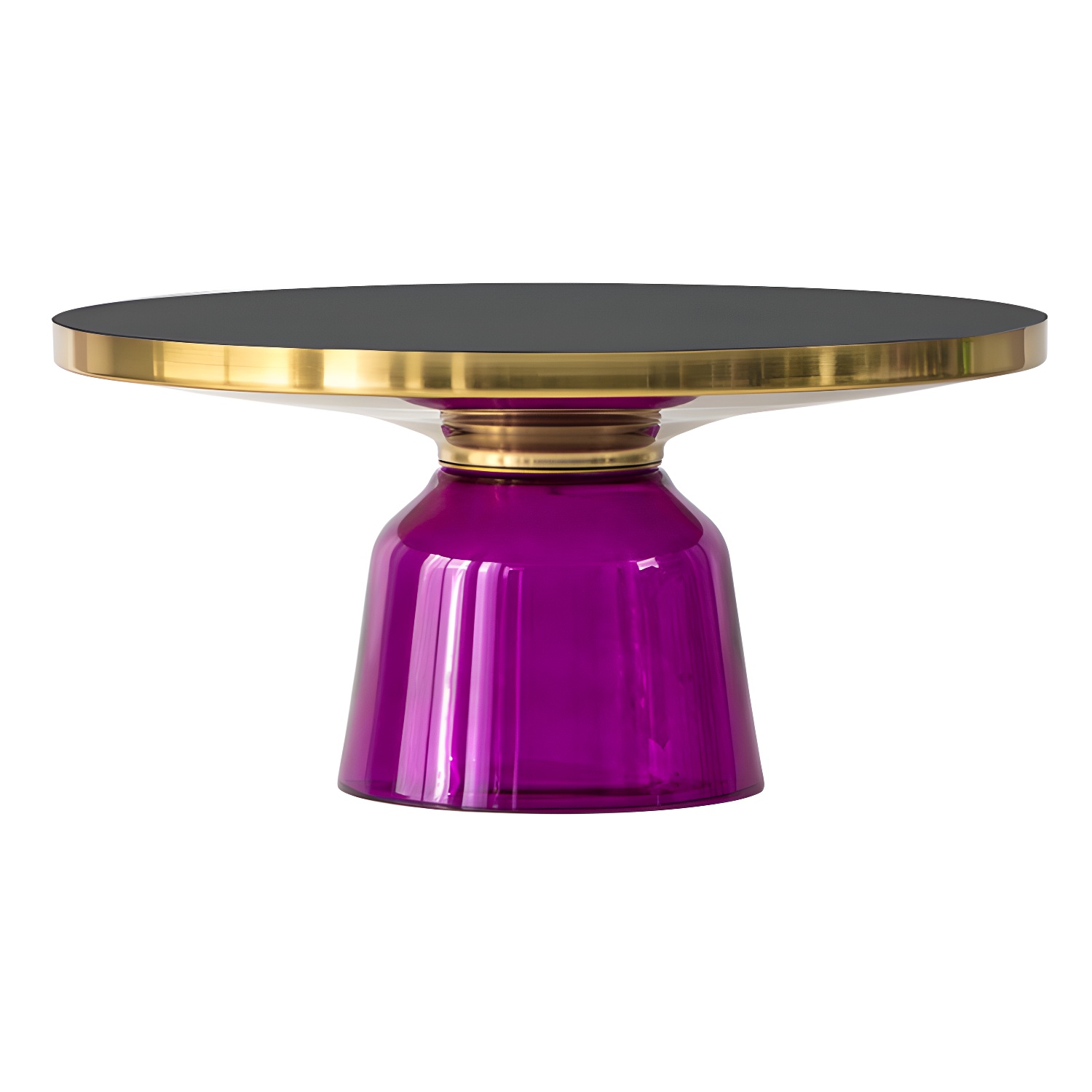 Pedestal Cone Coffee Table Modern Round Glass Top Cocktail Table - image 9