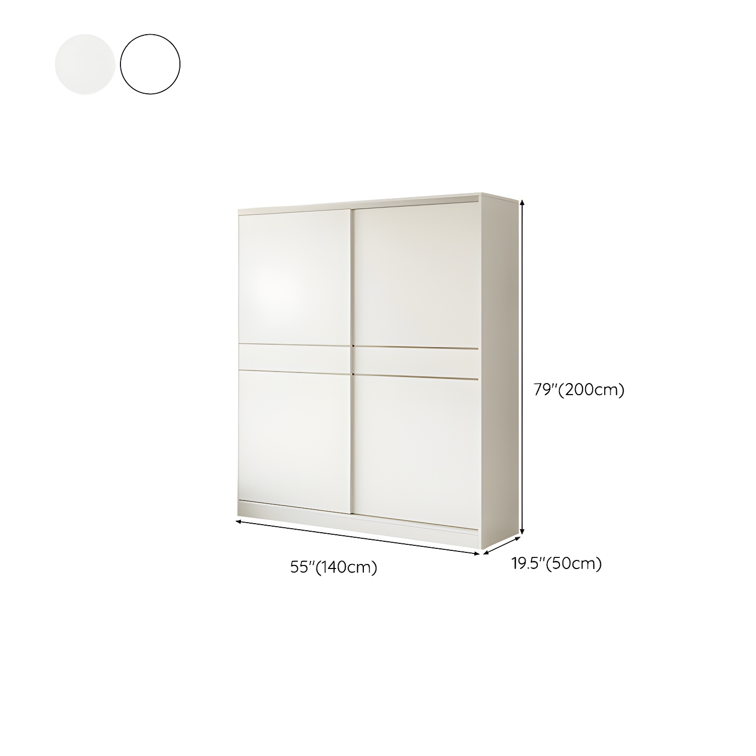 Fashionable Sliding Door Storage Wood Wardrobe with Metal Clothing Rod and Shelves in White Color - image 14