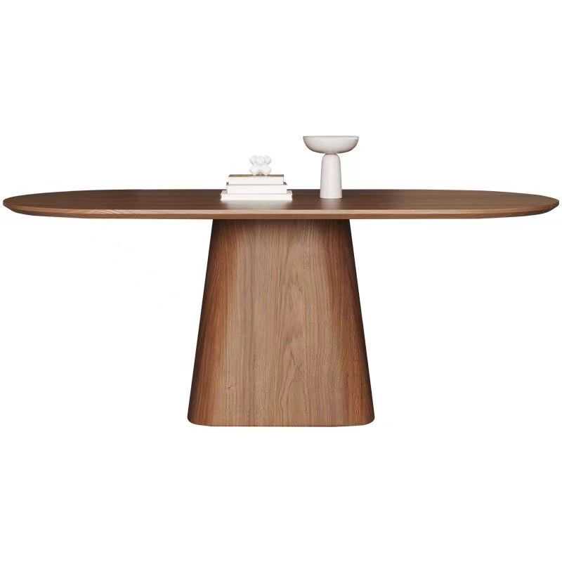 Art Deco Elliptical Wood Dining Table Set Dining Table for 6/Seats 4 - image 5