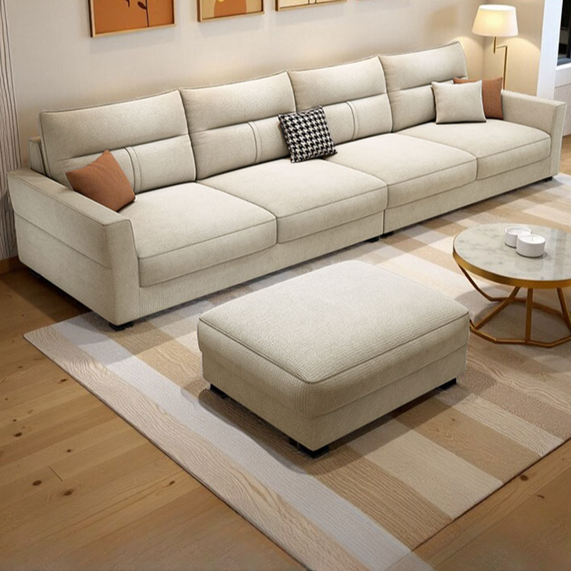 Standard Sofa/Single Sofa with Loose Back, Flannel Upholstery in Light Gray, Arm Included, 4/3 Pillows