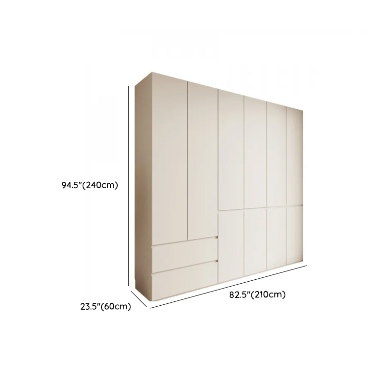 White Minimalist Manufactured Wood Independent Wardrobe Closet with Soft Close Drawer, Soft Close Door, and Interior Shelves - image 22