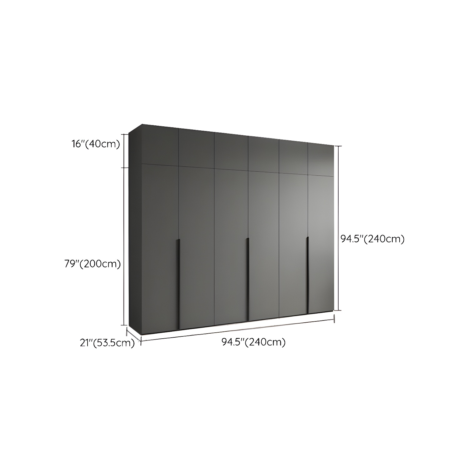 Modern Grey Wood Wardrobe Armoire with Drawers & Shelves for Ample Storage - image 23