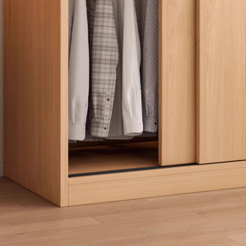 Wood Grain Minimalist Natural Wood Wardrobe Closet with Interior Shelves and Clothing Rod - image 5