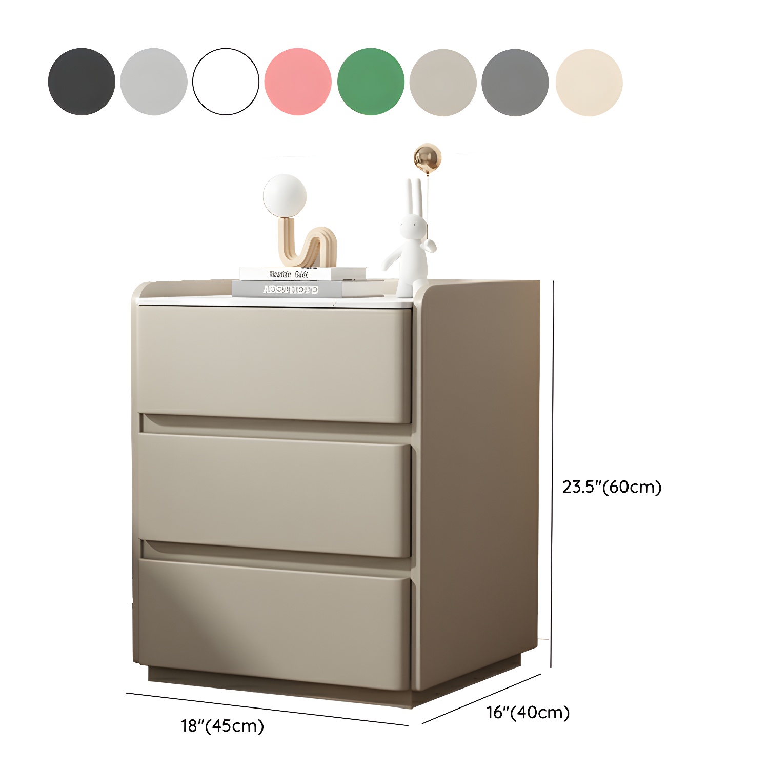 Modern Three Drawers Table Nightstand with Slate Countertop for Bedroom - image 17