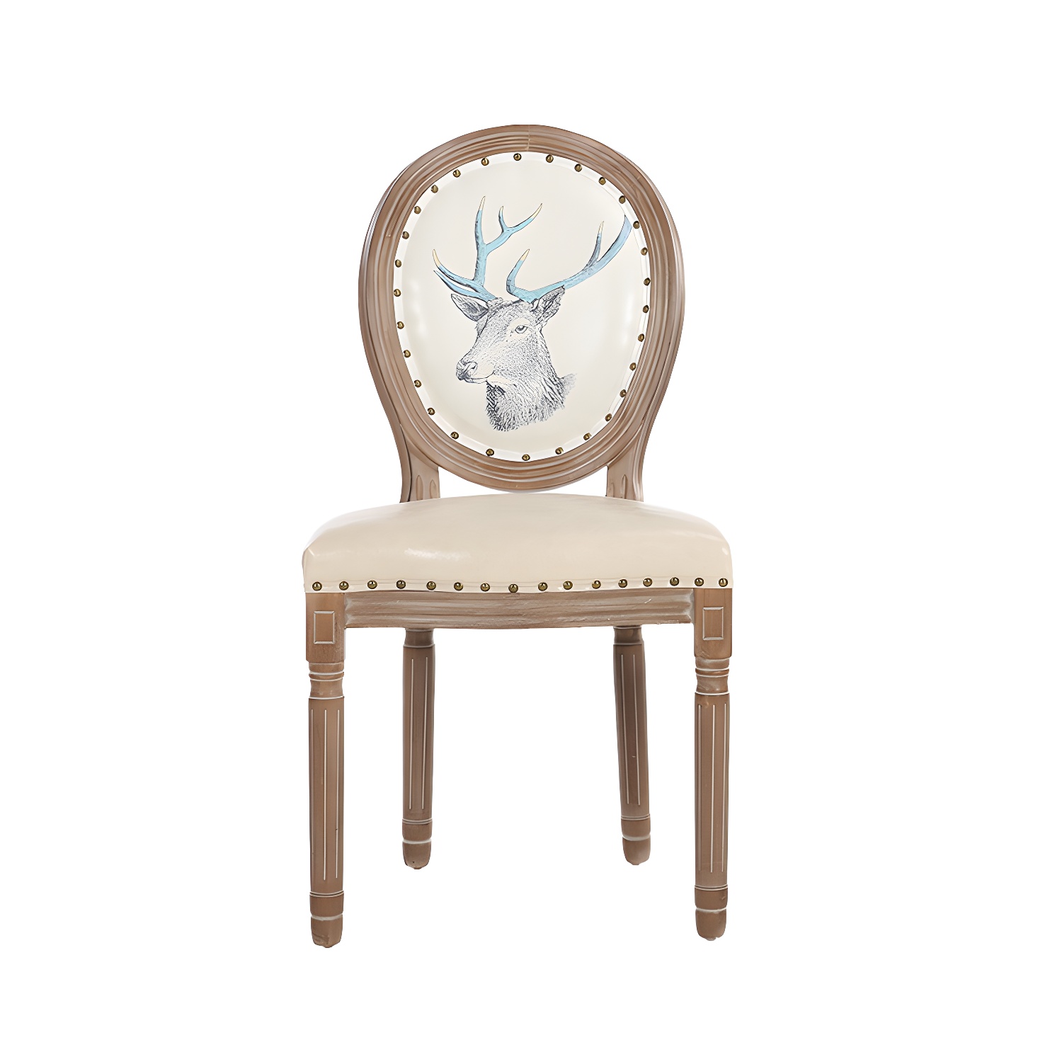 French Country Upholstered Armless Chair Home Solid Wood Dining Chair - image 18