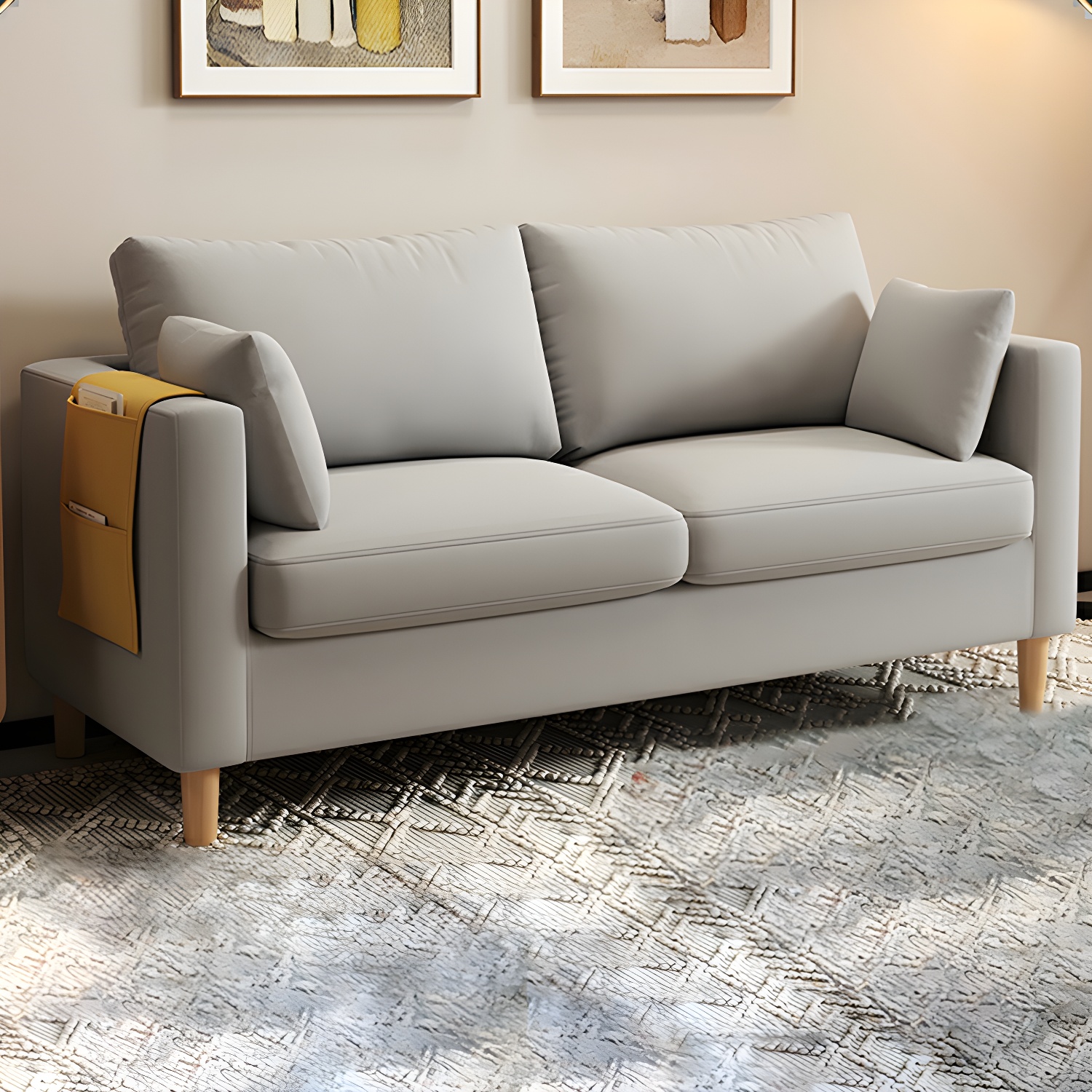 Contemporary Square Arm Loveseat with Machine Washable Cover and Pillows - image 11