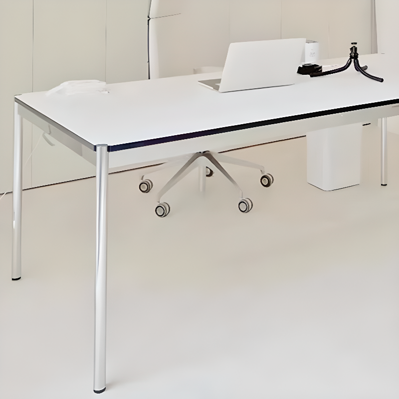 Fixed Table Standard Height Rectangular Dining Table for 8/4 People/6 People with Stainless Steel Legs and a Top in Engineered Wood in a Modern Simple Style - image 8