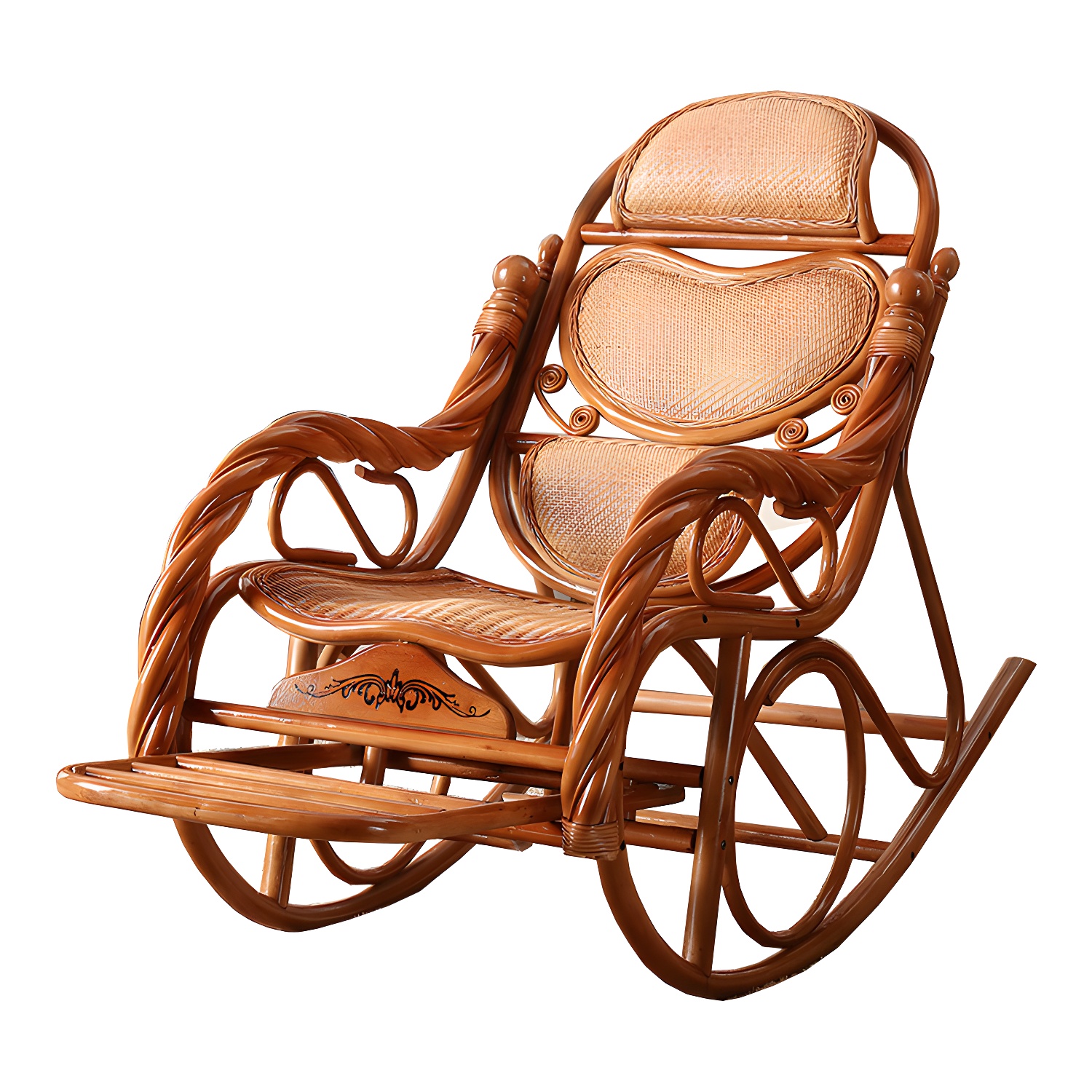 Traditional Spindle Rocking Accent Chair Tobacco Finish Rocker Chair Reclining - image 13