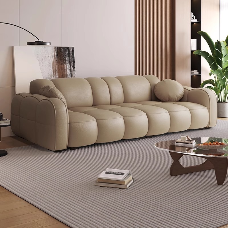 Modish Solid Color Standard Sofa Stain Resistant/Water Resistant Dove Grey/Apricot Color/Mocha with 2 Pillows & Armrest for 4 Person/3-seater - image 5