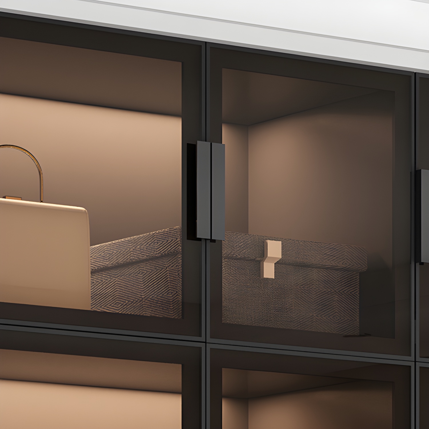 Modern Wooden Frame Wardrobe Freestanding Multifunctional Wardrobe Tempered Glass Doors - image 6