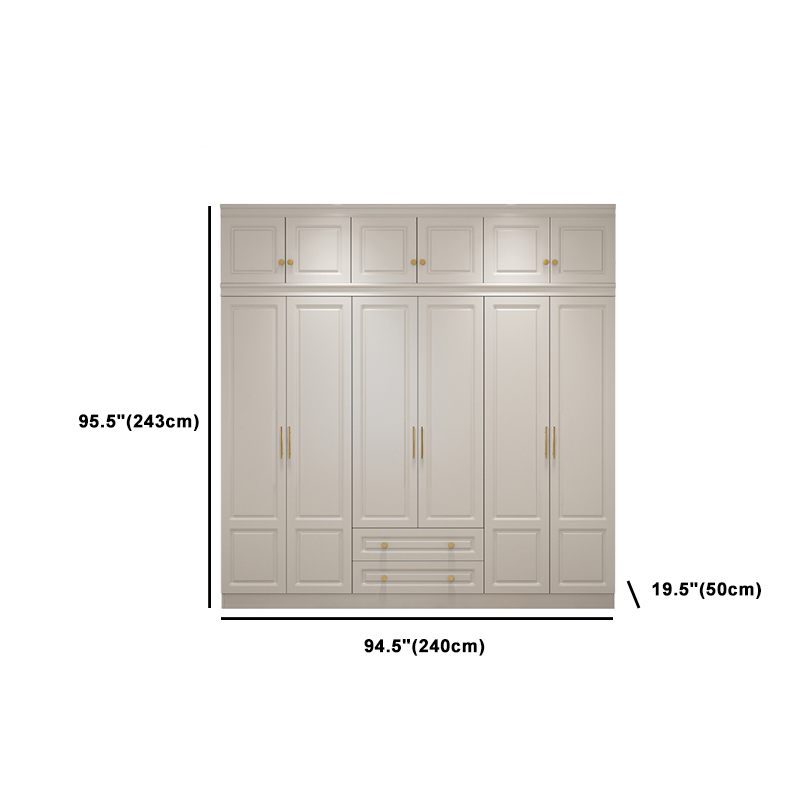 Art Deco Chalk Manufactured Wood Free Standing Interior Shelves Wardrobe with Soft Close Drawer and Hanging Rod - image 21