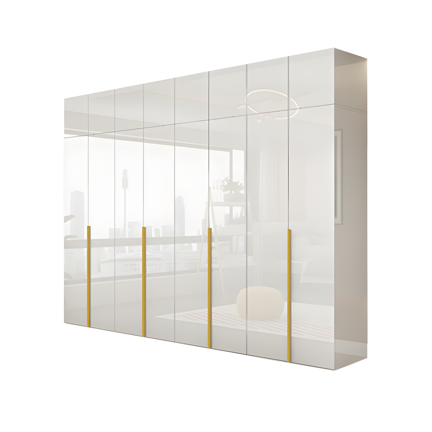 White Modern Style Wardrobe Cabinet Engineered Wood with Garment Rod - image 5