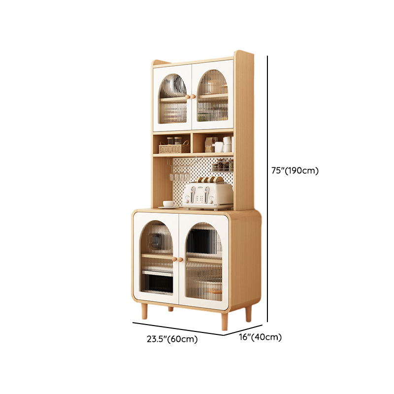 Scandinavian Wood Buffet 3 Cabinet Doors with Glass Interior Shelves - image 12