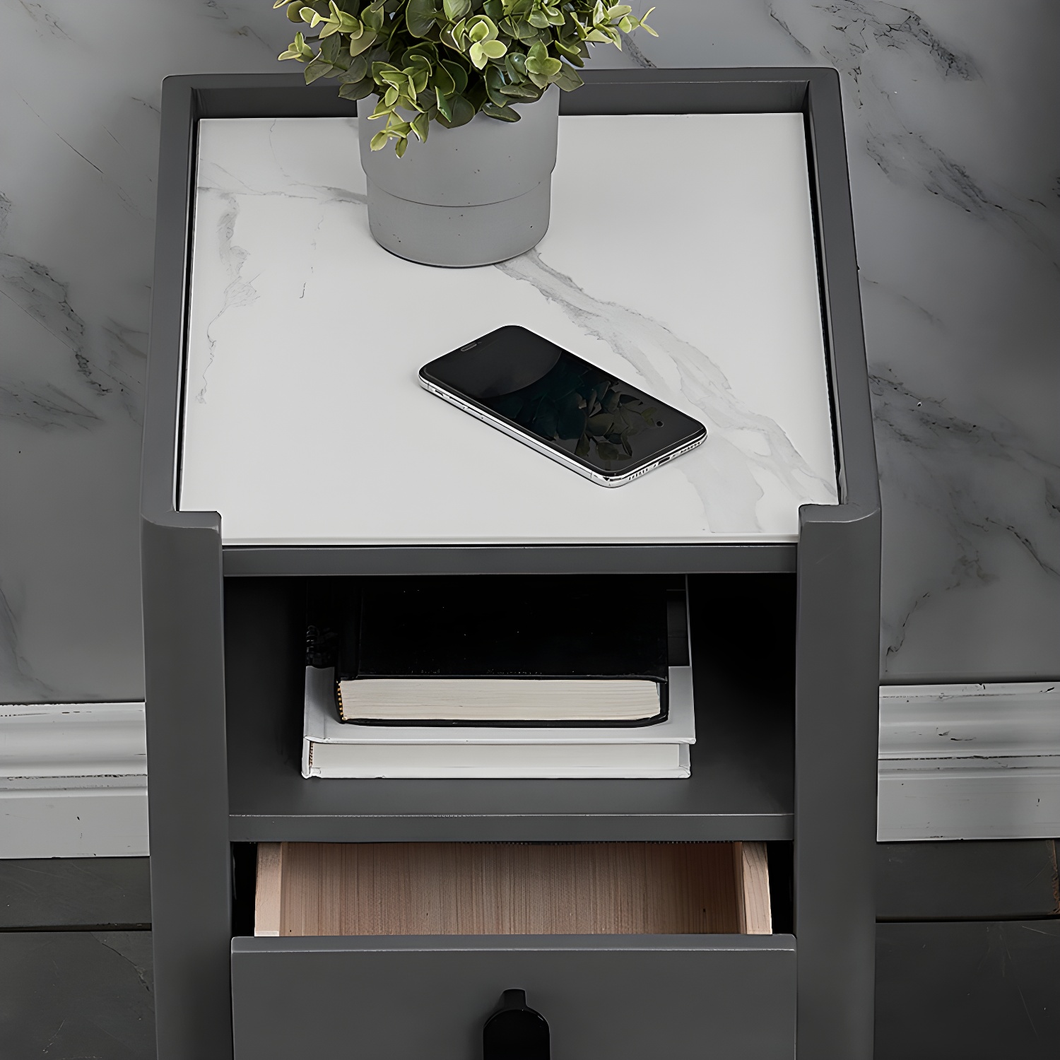2-drawer Nightstand 21.65" Tall Lighting Station Bedside Cabinet - image 9