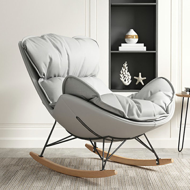 Stylish and Modern Upholstered Rocking Chair with Natural Wood Legs - image 3